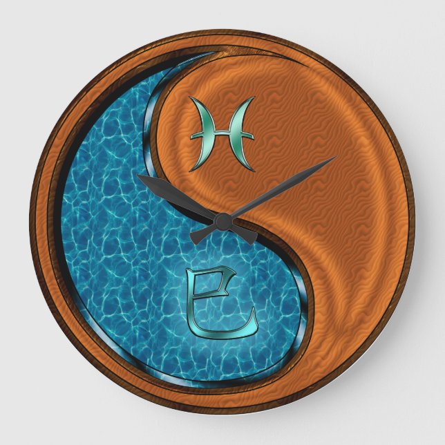 Reloj Redondo Grande Piscis y Serpiente de Madera (Anverso)