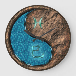 Reloj Redondo Grande Piscis y Serpiente de Tierra