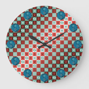 Reloj Redondo Grande Piscis y Tigre de Agua