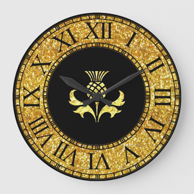 Reloj Redondo Grande Pista escocesa en oro (Anverso)