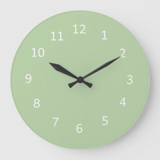 Reloj Redondo Grande Pistacho Verde Color Pastel Claro Minimalista 