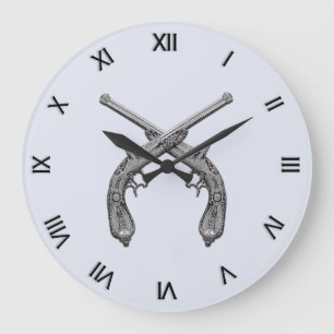 Reloj Redondo Grande Pistolas antiguas con números negros