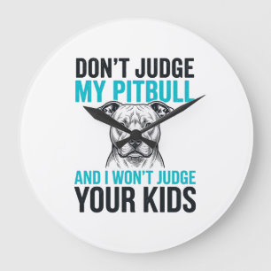 Reloj Redondo Grande Pitbull Frase Divertida Grabado Vintage Diseño de