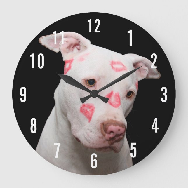 Reloj Redondo Grande Pitbull Kisses (Anverso)