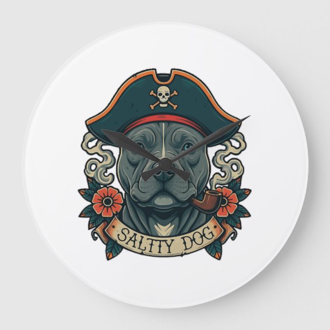 Reloj Redondo Grande Pitbull Salty Dog (Anverso)