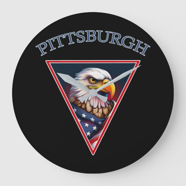 Reloj Redondo Grande Pittsburgh American Bald Eagle (Anverso)