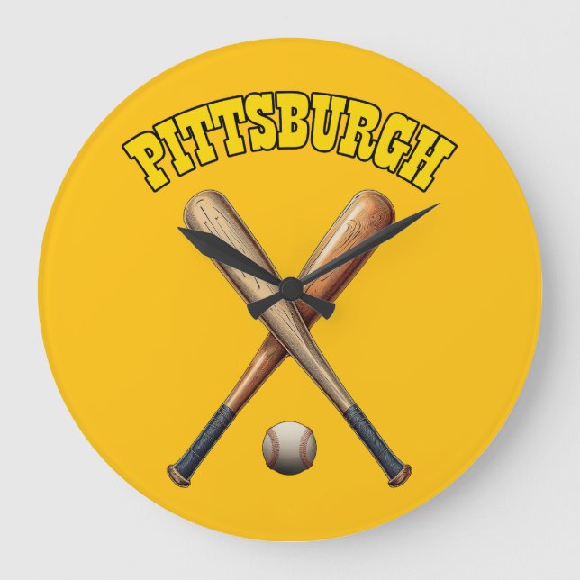 Reloj Redondo Grande Pittsburgh Baseball (Anverso)