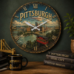 Reloj Redondo Grande Pittsburgh Pennsylvania