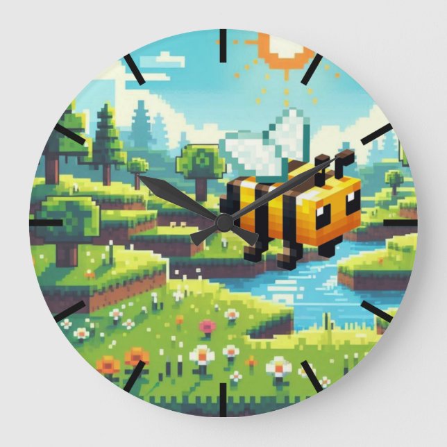 Reloj Redondo Grande Pixel Buzz: La Sunny Meadow Adventure (Anverso)