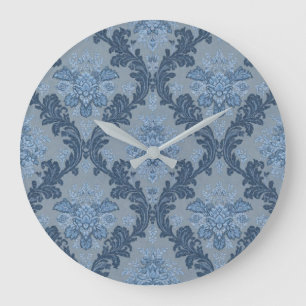 Reloj Redondo Grande Pizarra azul ahumado suave polvo azul elegante dam
