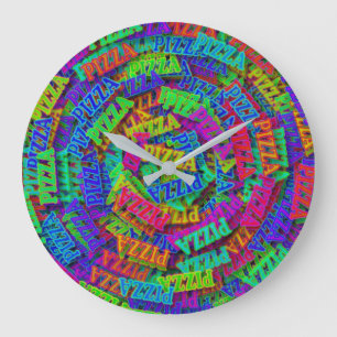 Reloj Redondo Grande Pizza arcoiris