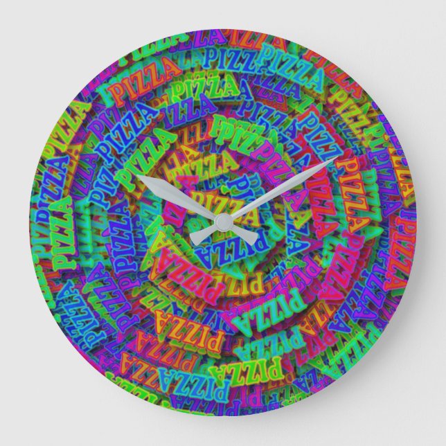 Reloj Redondo Grande Pizza arcoiris (Anverso)
