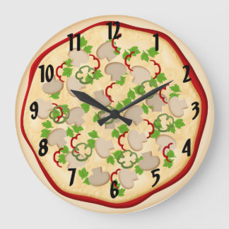 Reloj Redondo Grande Pizza con champiñones y pimientos