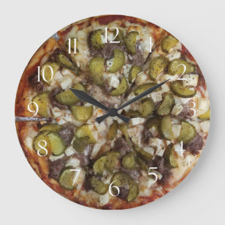 Reloj Redondo Grande Pizza de la salmuera de eneldo