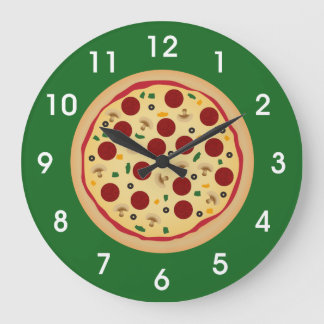 Reloj Redondo Grande Pizza de Pepperoni y Veggie