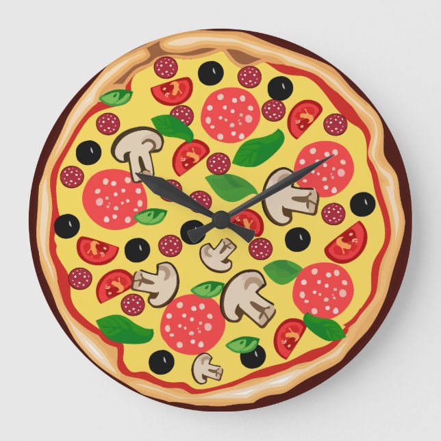 Reloj Redondo Grande PIZZA divertido WALL CLOCK (Anverso)