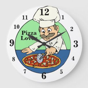 Reloj Redondo Grande Pizza Lover Kitchen Clock With Numbers