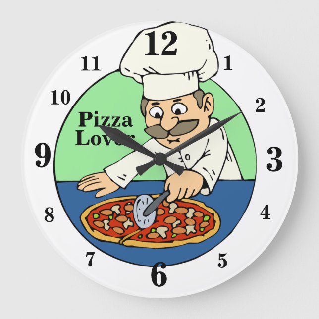 Reloj Redondo Grande Pizza Lover Kitchen Clock With Numbers (Anverso)