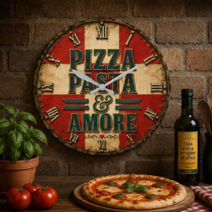 Reloj Redondo Grande Pizza Pasta Amore Italian Kitchen