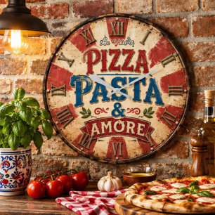 Reloj Redondo Grande Pizza Pasta Amore Italian Kitchen Restaurant