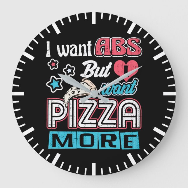 Reloj Redondo Grande Pizza vs Abs - Dieta de Bulto - Novedad divertida  (Anverso)