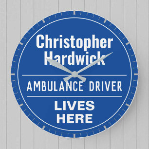 Reloj Redondo Grande Placa de pared divertida para conductor de ambulan
