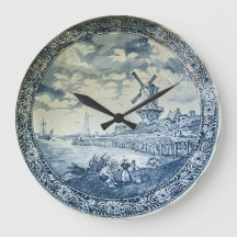 Placa holandesa del molino de viento Blue Delft