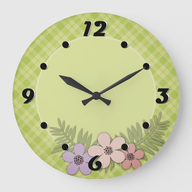 Reloj Redondo Grande Placa verde brillante (Anverso)