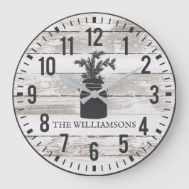 Reloj Redondo Grande Placas de cachorro rusticas Personalizado Nombre d