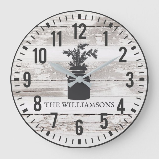 Reloj Redondo Grande Placas de cachorro rusticas Personalizado Nombre d (Anverso)