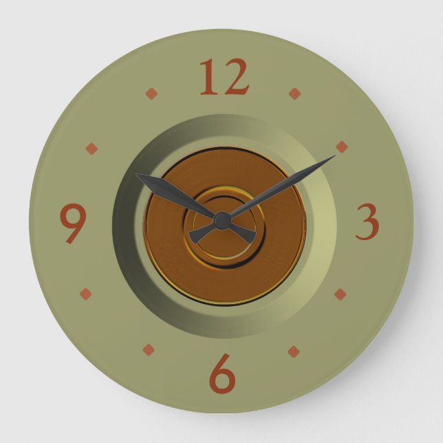 Reloj Redondo Grande Plain Moss Green with Tan Centre> Kitchen Clocks (Anverso)