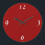 Reloj Redondo Grande Plain Red with white >Minimalist Wall Clocks<br><div class="desc">A very plain red round wallclock with four white numerals.Minimalistic in design this acrylic finish clock can be customised to change the shape to square,  and number colors.</div>