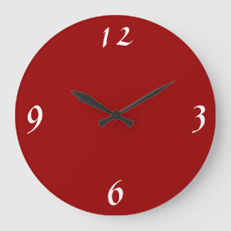 Reloj Redondo Grande Plain Red with white >Minimalist Wall Clocks
