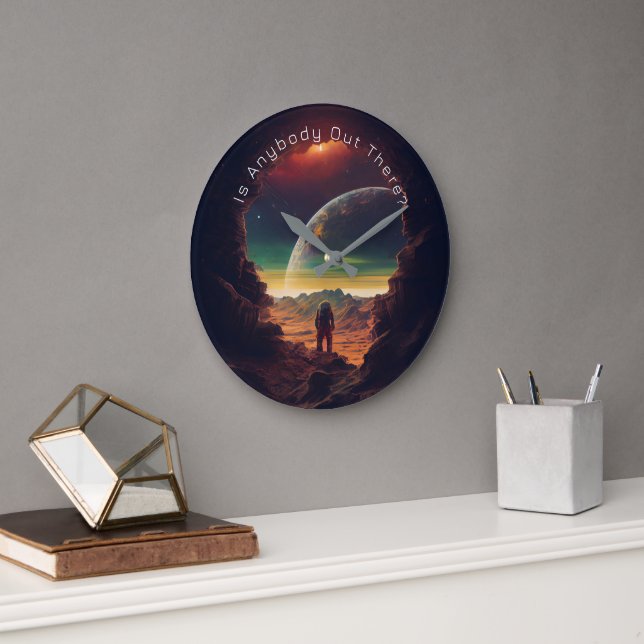Reloj Redondo Grande Planetas del espacio Sol Astronauta Cueva (Oficina)