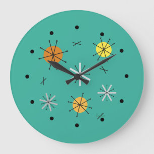 Reloj Redondo Grande Planetas estelares de la era atómica Verde azulado