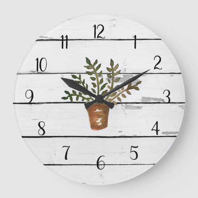 Reloj Redondo Grande Plant in Pot Gardener Rustic Shiplap  (Anverso)