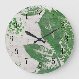 Reloj Redondo Grande Planta Botánica Imprimir Arte Natural Verde