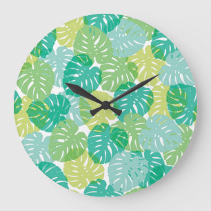 Reloj Redondo Grande Planta de queso exótico: Monstera tropical