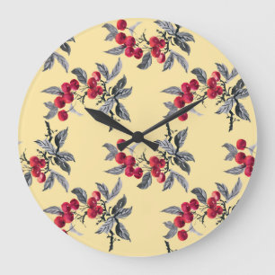 Reloj Redondo Grande Planta de Rowan: acuarela amarillo Seamless