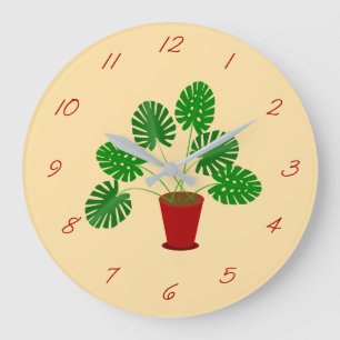 Reloj Redondo Grande Planta Día de la Madre Monstera