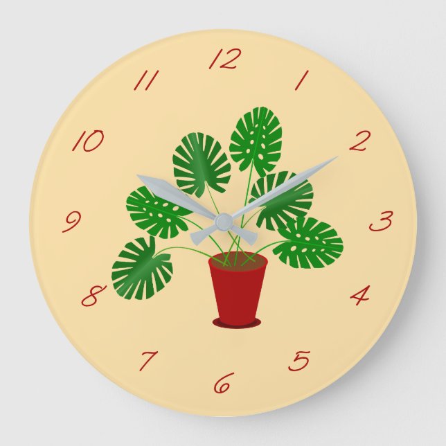 Reloj Redondo Grande Planta Día de la Madre Monstera (Anverso)