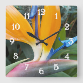 Reloj Redondo Grande Planta Floral Ave del Paraíso Tropical