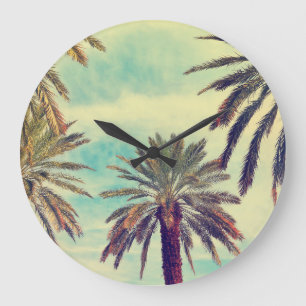 Reloj Redondo Grande Plantación De Palm Sunny: Oasis Cultivado.