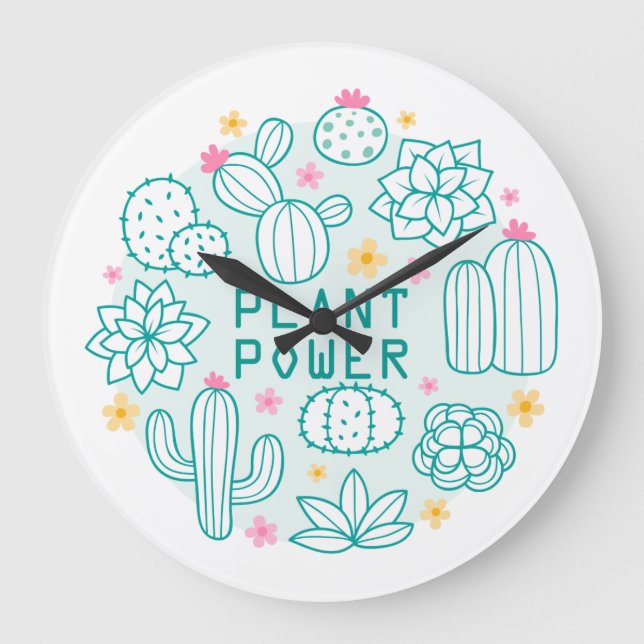 Reloj Redondo Grande Plantas y flores (Anverso)