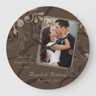Reloj Redondo Grande Plantilla de fotografía personalizada de floral de