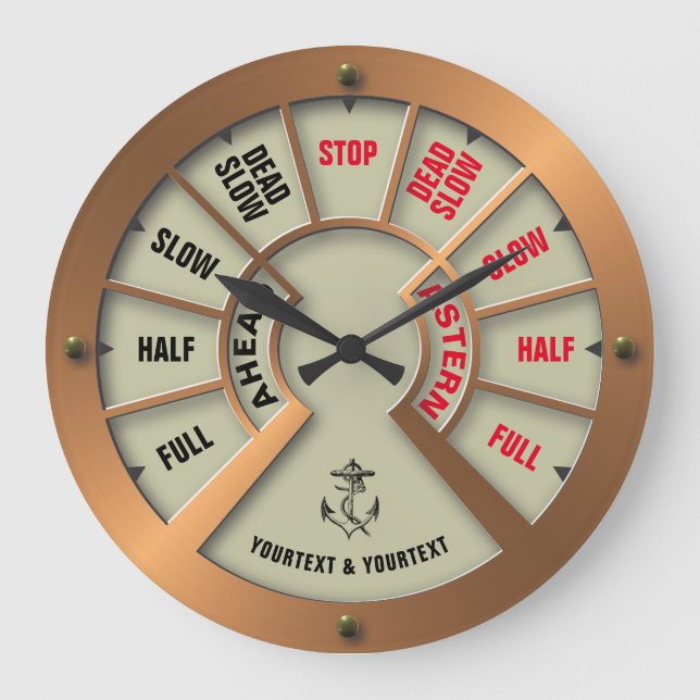 Reloj Redondo Grande Plantilla de grabación de telégrafo de barco Steam (Anverso)