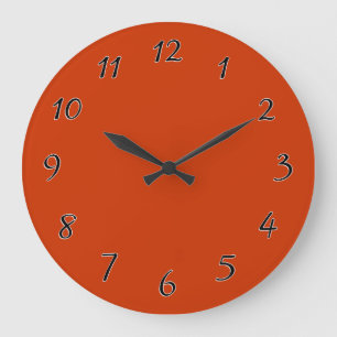 Reloj Redondo Grande Plantilla de Naranja quemado