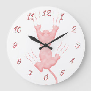 Reloj Redondo Grande Plantilla de Personalizado de gatitos rosados