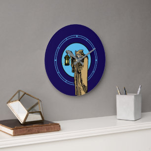 Reloj Redondo Grande Plantilla de tarot vintage "The Hermit"