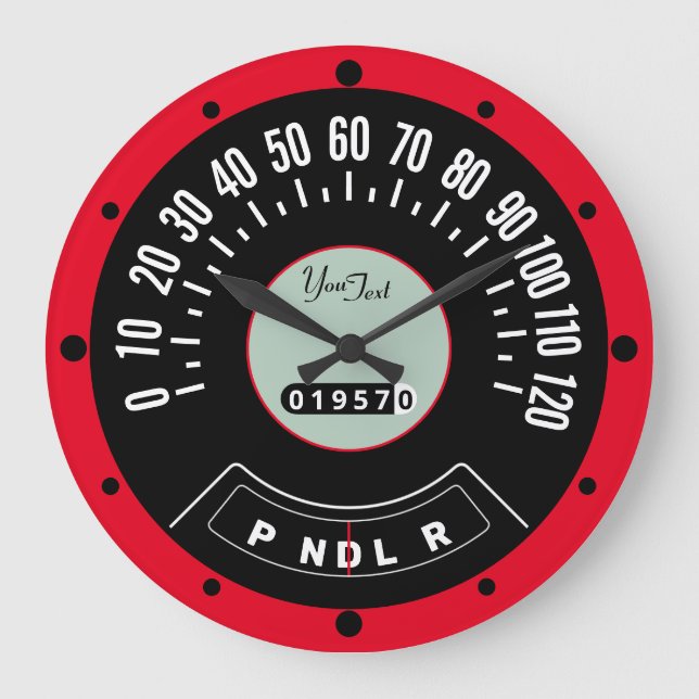 Reloj Redondo Grande Plantilla del Speedómetro de coche clásico de 1957 (Anverso)
